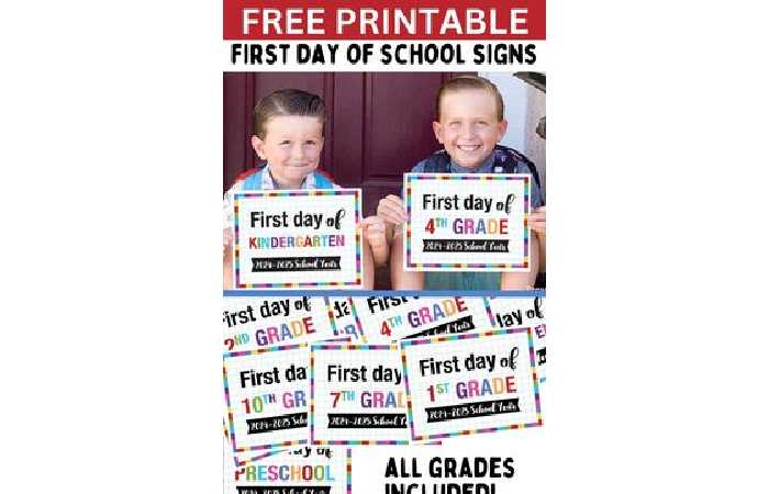 Free First Day of School Printable Signs (2024-2025 School Year)