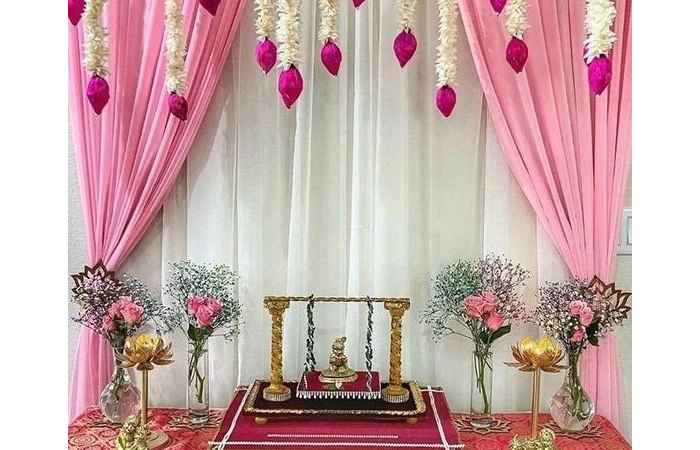 Low Budget Background Flower Decoration for Pooja At Home (3)