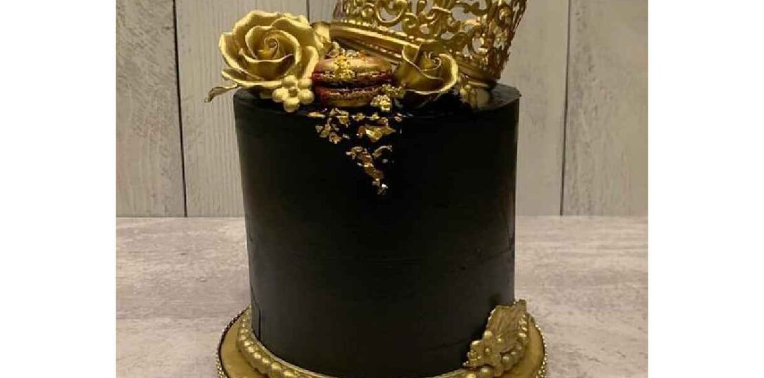 Simple Black And Gold Birthday Cake