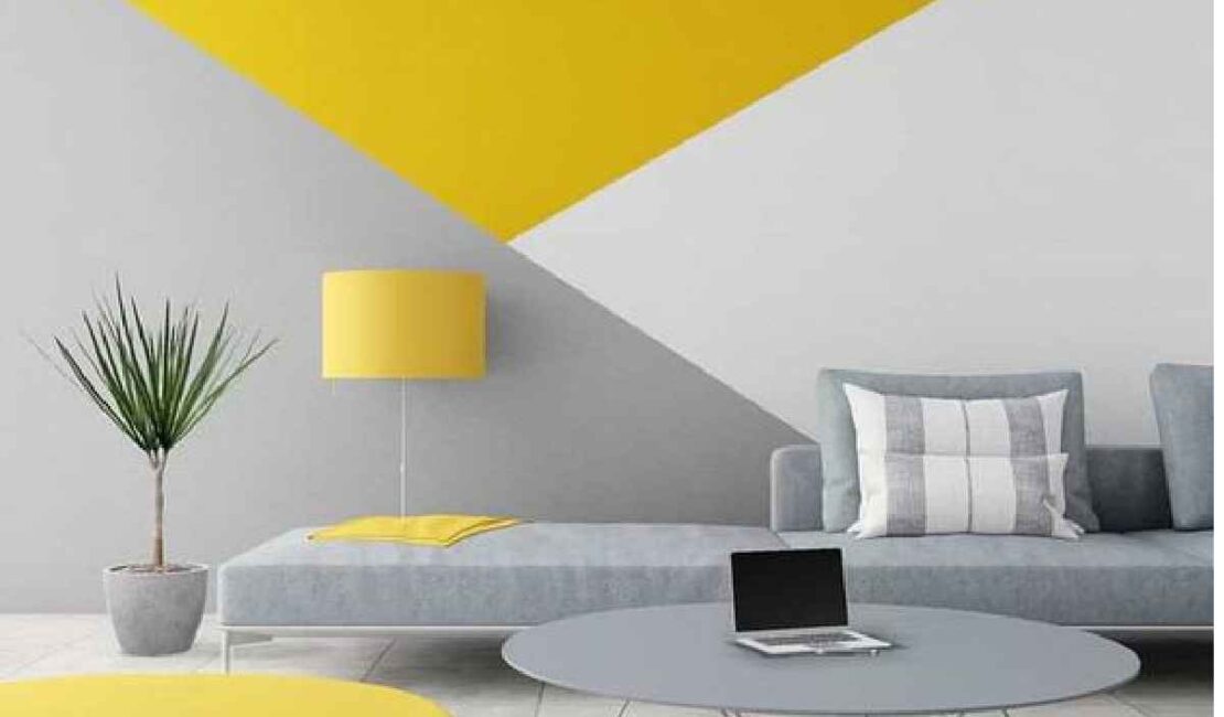 3 Colour Combination Trendy Geometric Wall Paint