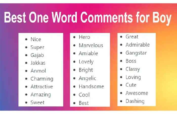 Best one-word comments for Instagram for Boys